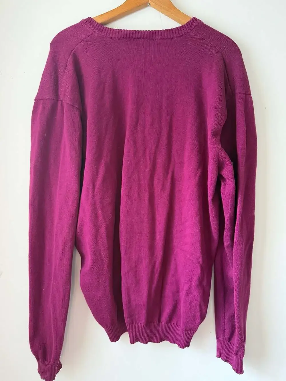 Vintage Lacoste Berry Purple V-Neck Knit Sweater Men Size 7 XXL